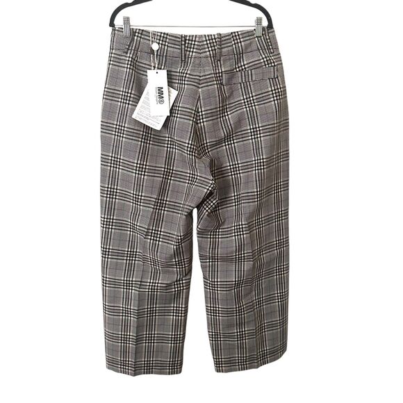 MM6 MAISON MARGIELA Plaid Wide Leg Cropped Wool Trouser‎ NWT Sz46 (US10) - Picture 3 of 6